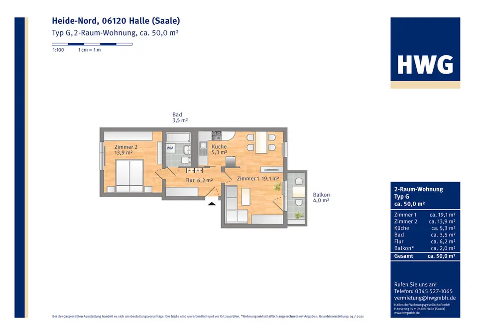 2 Zimmer Wohnung mit 50 m² in Halle (Saale) – Bild 5