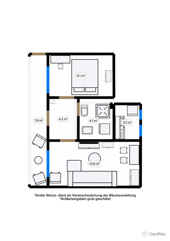 2 Zimmer Wohnung mit 34 m² in Bocholt – Bild 1