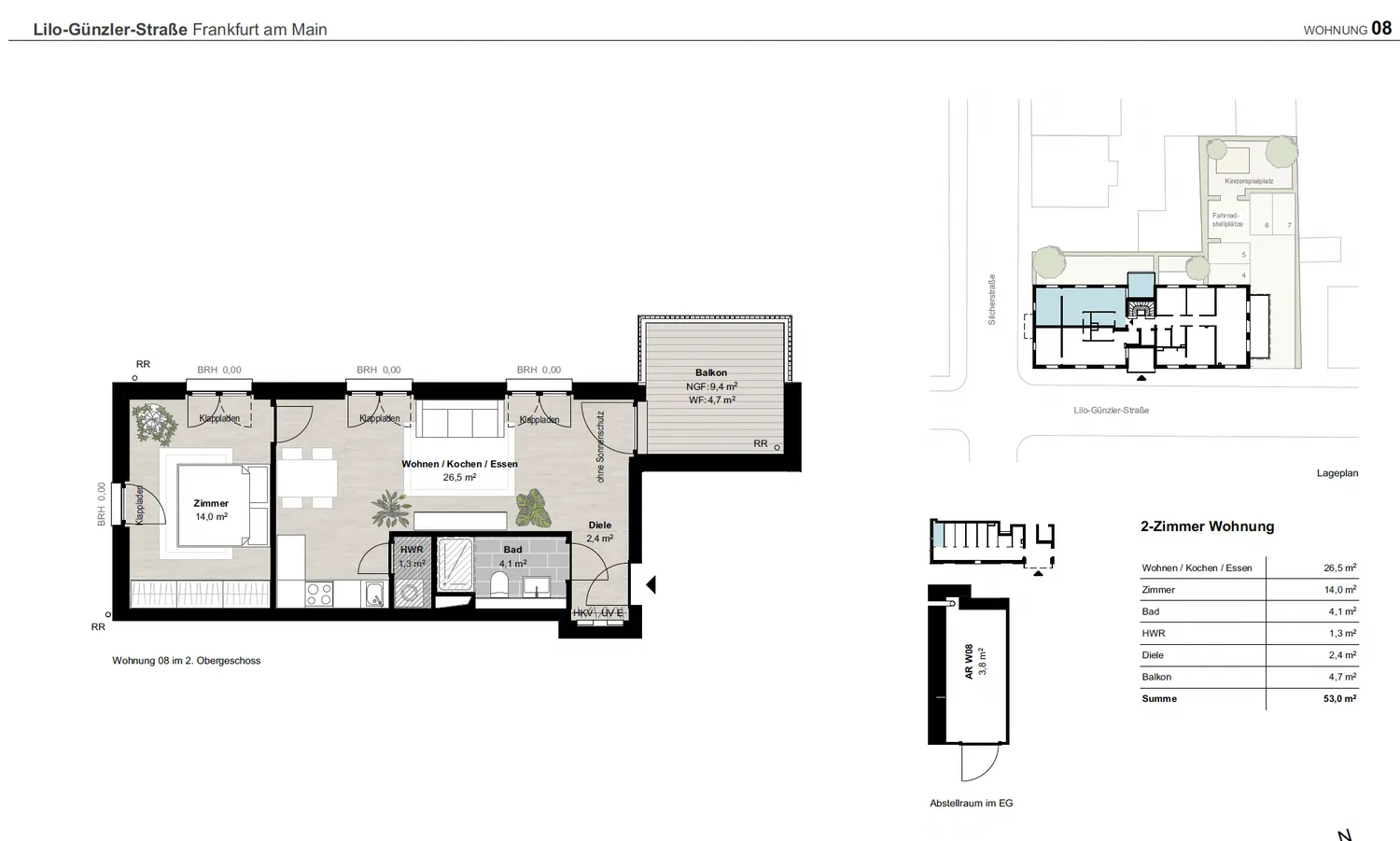 2 Zimmer Wohnung mit 53 m² in Frankfurt am Main – Bild 2
