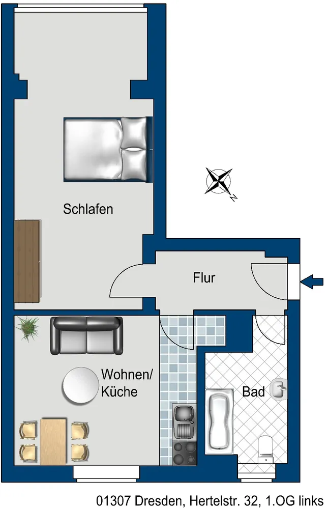 2 Zimmer Wohnung mit 47 m² in Dresden – Bild 3