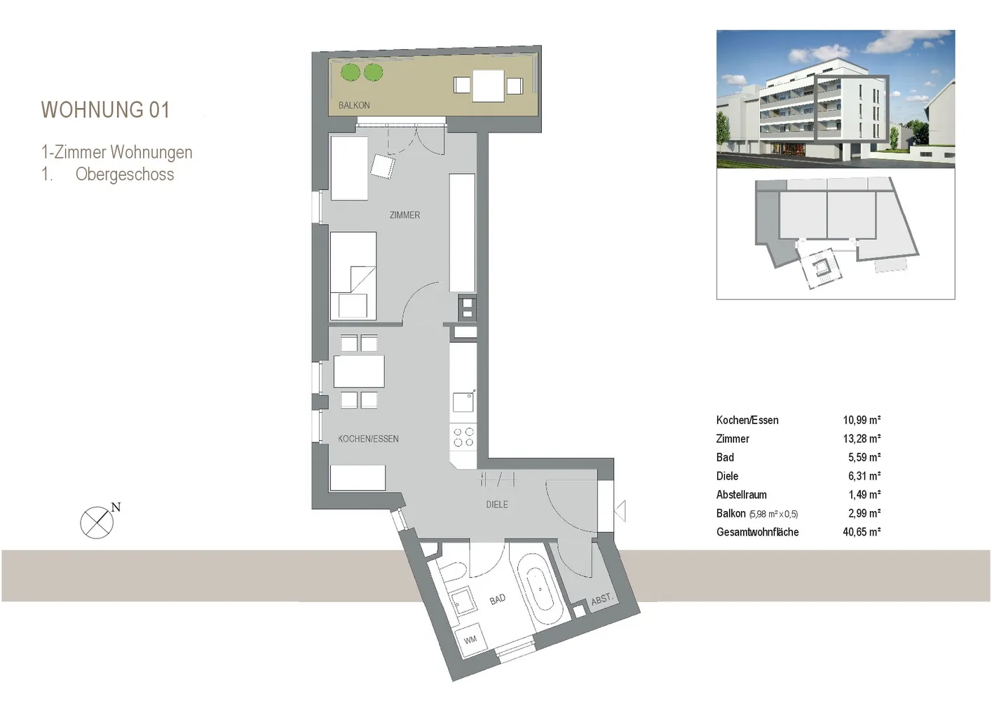 1 Zimmer Wohnung mit 41 m² in Freiburg im Breisgau – Bild 7