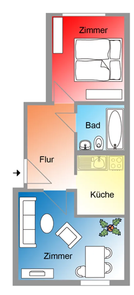 2 Zimmer Wohnung mit 41 m² in Dessau-Roßlau – Bild 2