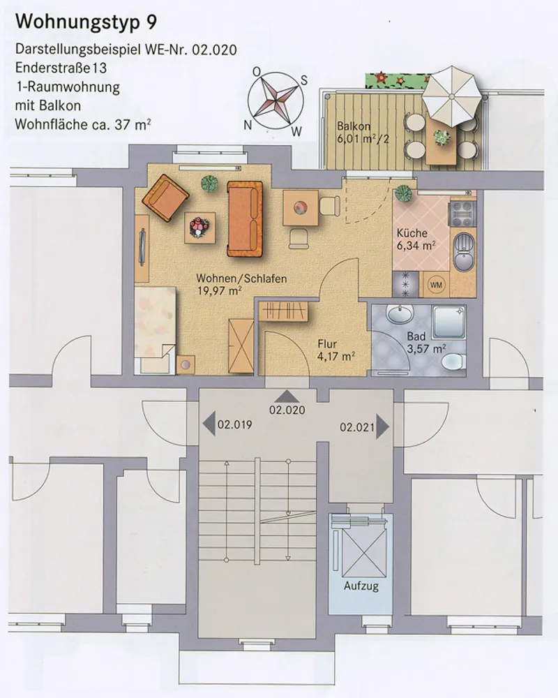 1 room apartment with 37 m² in Dresden – Photo 2