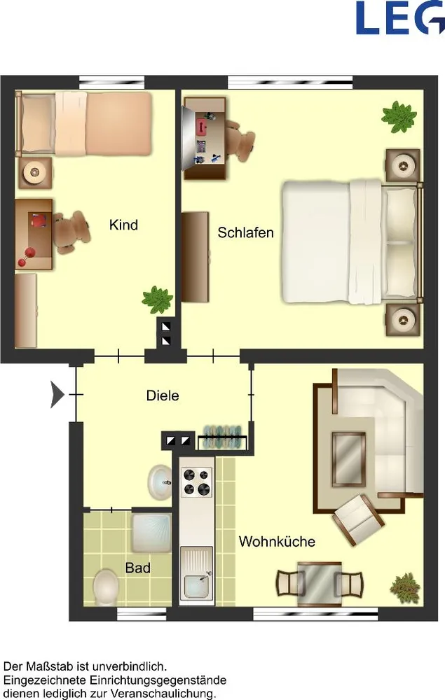 2 Zimmer Wohnung mit 48 m² in Duisburg – Bild 2