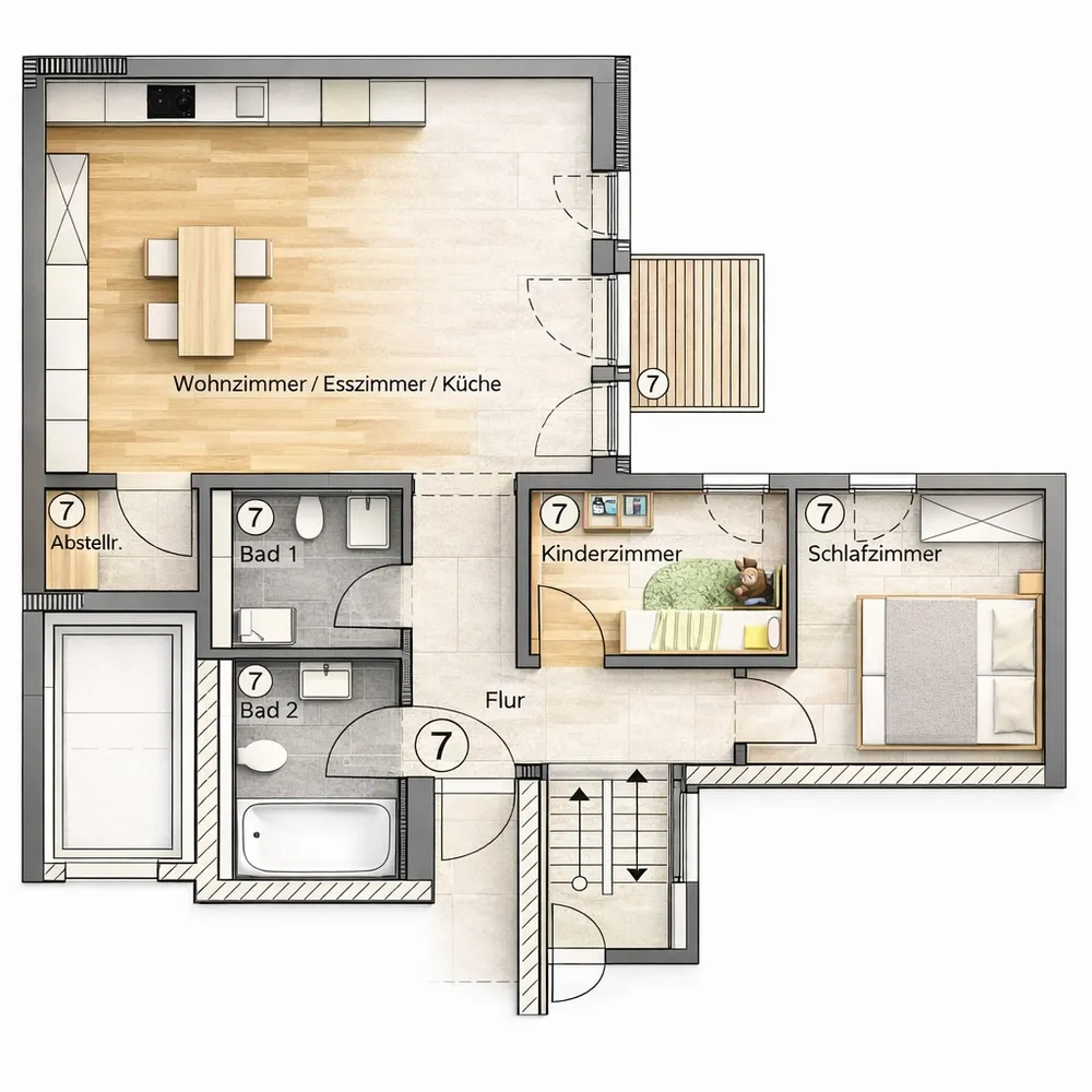 3 Zimmer Wohnung mit 69 m² in Frankfurt am Main – Bild 3