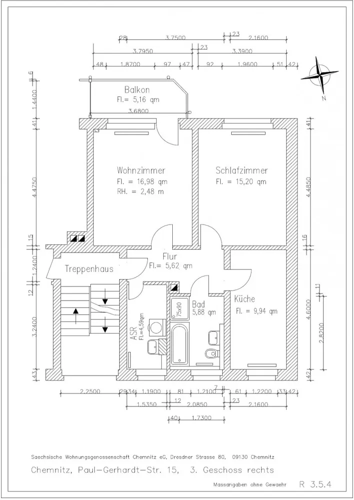 2 room apartment with 61 m² in Chemnitz – Photo 2