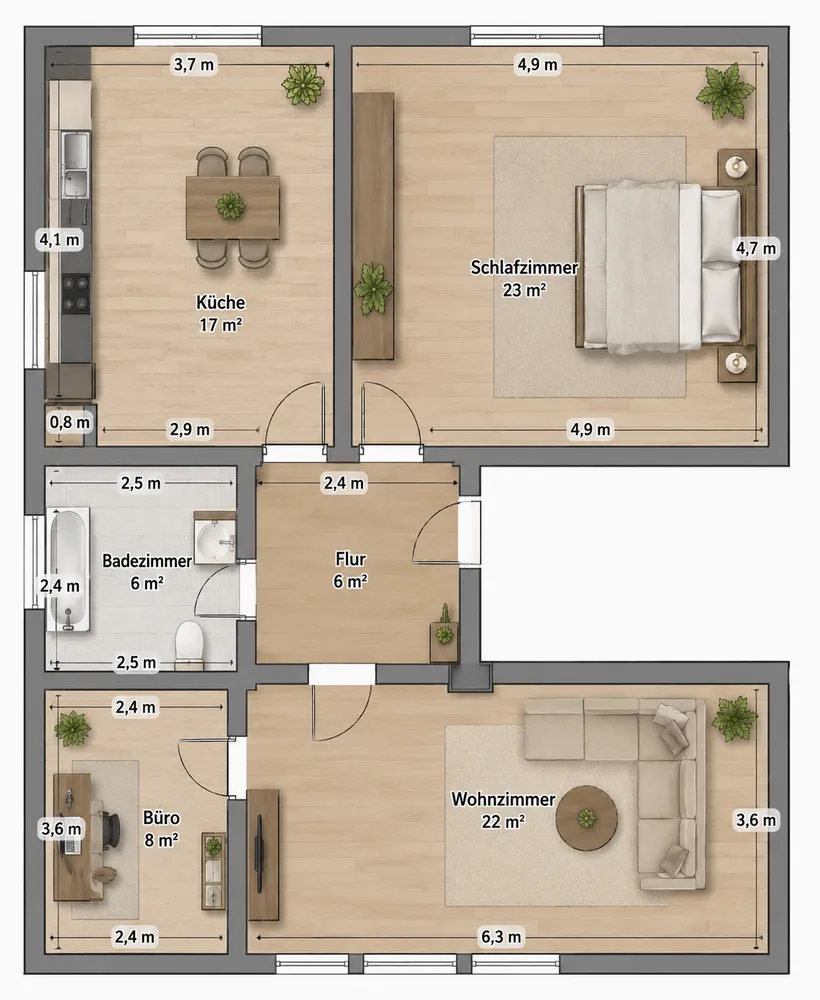 3 room apartment with 78 m² in Düsseldorf – Photo 1