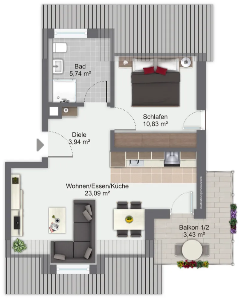 2 Zimmer Wohnung mit 47 m² in Ingolstadt – Bild 9