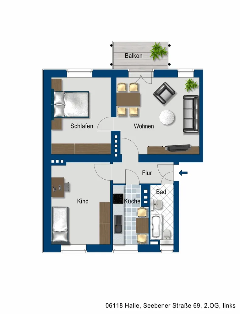 3 Zimmer Wohnung mit 62 m² in Halle (Saale) – Bild 3
