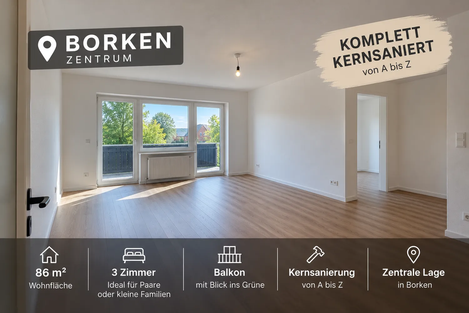 3 Zimmer Wohnung mit 86 m² in Borken – Bild 1