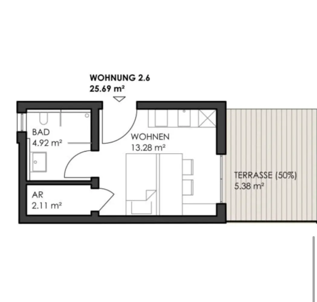 1 room apartment with 26 m² in Aalen – Photo 2
