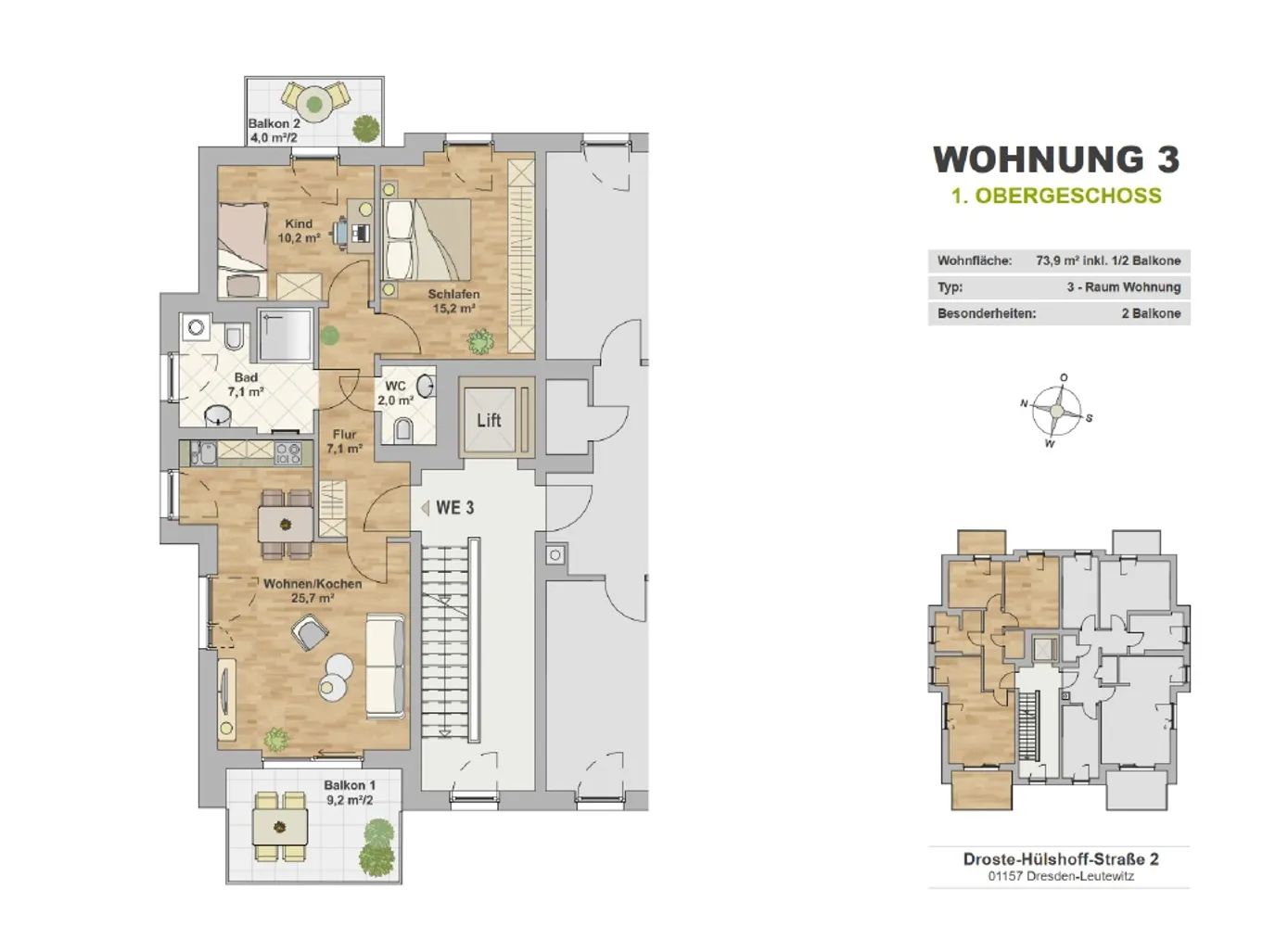 3 Zimmer Wohnung mit 74 m² in Dresden – Bild 4