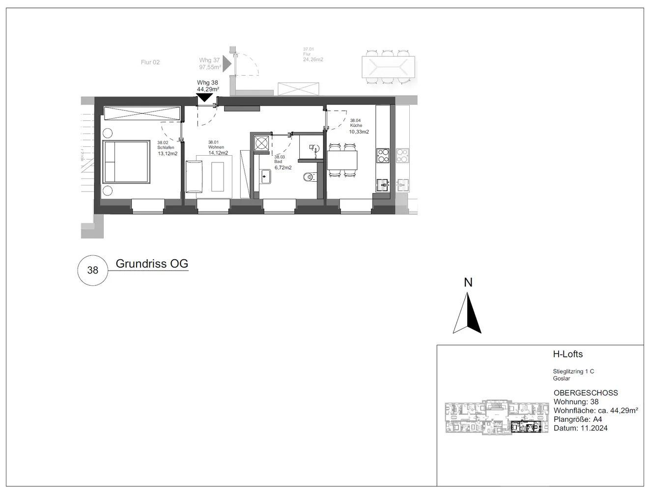 3 Zimmer Wohnung mit 44 m² in Goslar – Bild 1