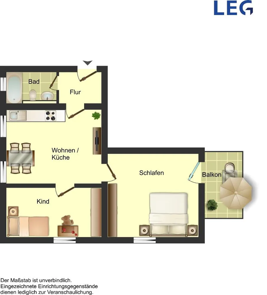 3 Zimmer Wohnung mit 46 m² in Bielefeld – Bild 2