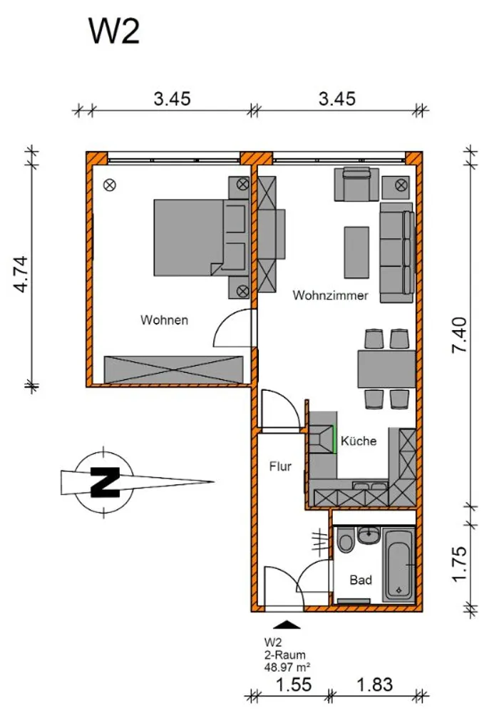 2 room apartment with 49 m² in Magdeburg – Photo 7