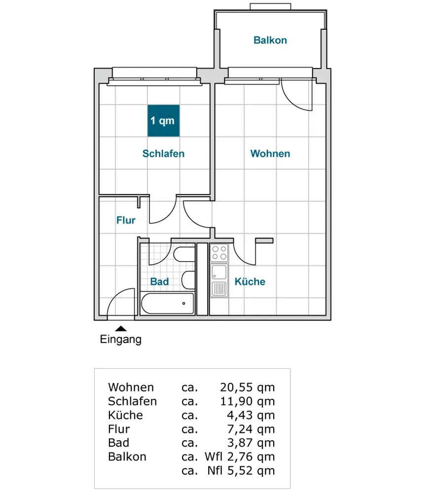 2 Zimmer Wohnung mit 51 m² in Dresden – Bild 2