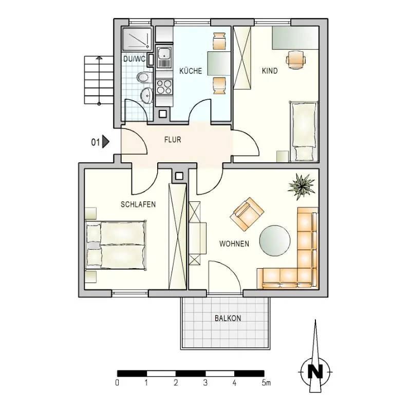 3 Zimmer Wohnung mit 60 m² in Ulm – Bild 3