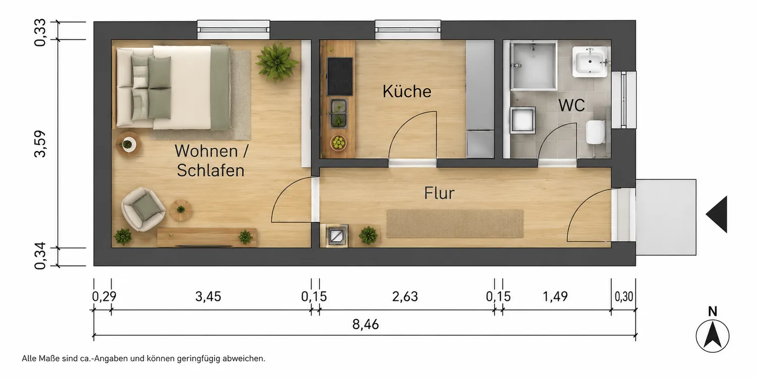 1 room apartment with 18 m² in Mannheim – Photo 2