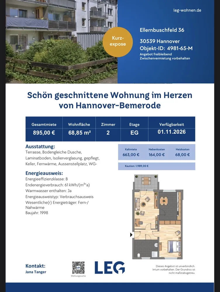 2 Zimmer Wohnung mit 69 m² in Hannover – Bild 1