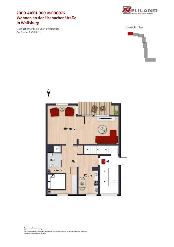 2 Zimmer Wohnung mit 67 m² in Wolfsburg – Bild 2