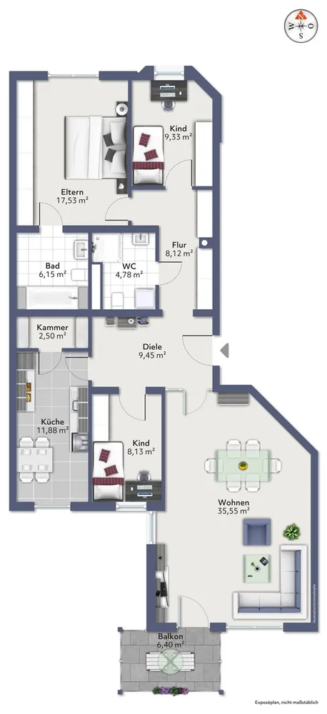 4 Zimmer Wohnung mit 113 m² in München – Bild 4