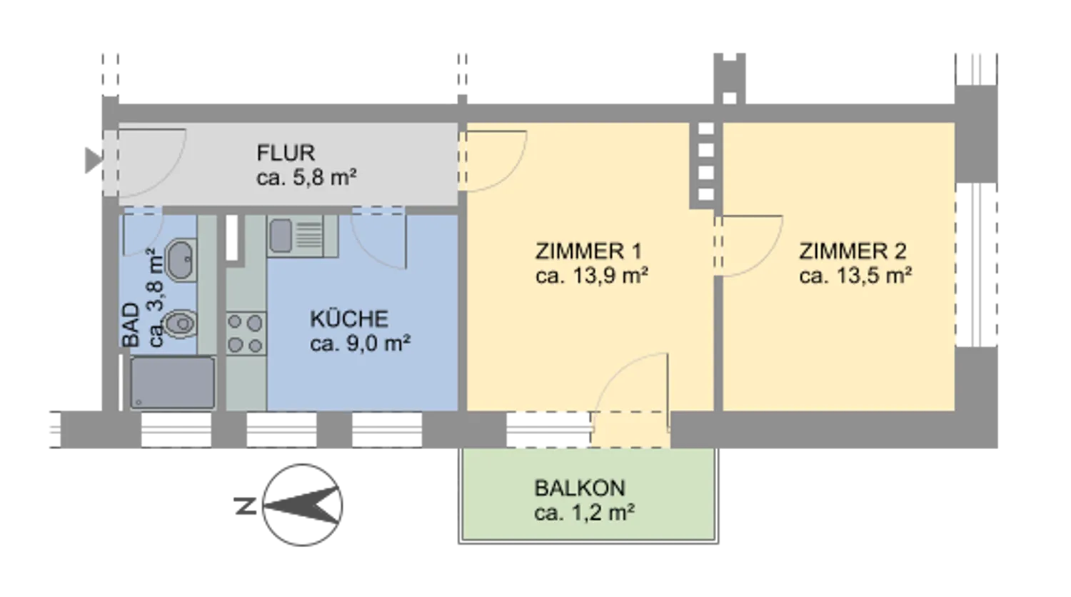 2 Zimmer Wohnung mit 47 m² in Hamburg – Bild 2