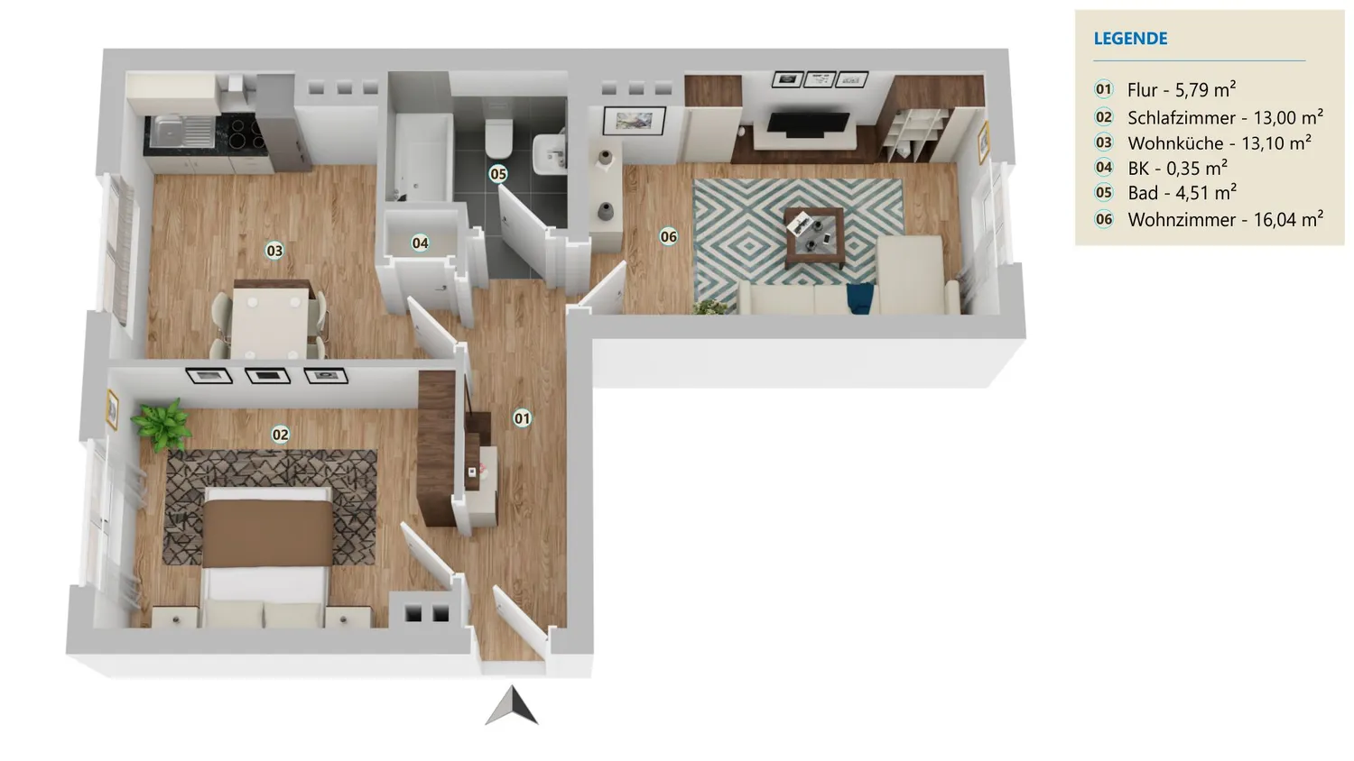 2 Zimmer Wohnung mit 53 m² in München – Bild 2