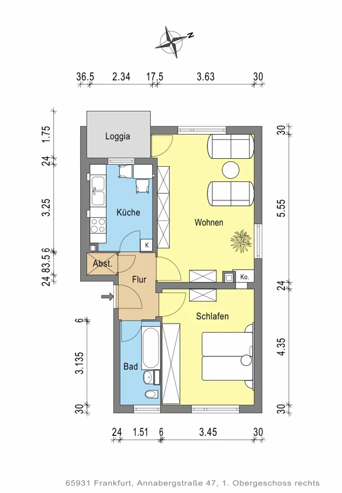 2 room apartment with 52 m² in Frankfurt am Main – Photo 8