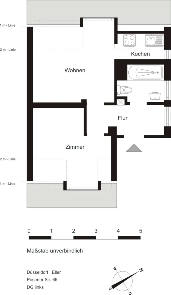 2 Zimmer Wohnung mit 30 m² in Düsseldorf – Bild 4