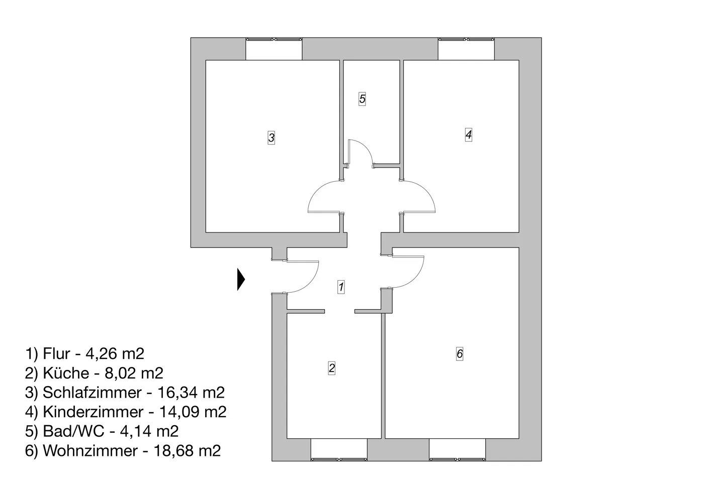 3 Zimmer Wohnung mit 66 m² in Duisburg – Bild 2