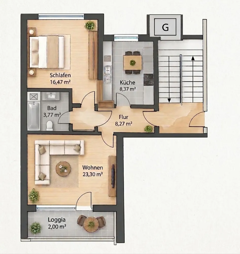 2 Zimmer Wohnung mit 65 m² in Ingolstadt – Bild 1