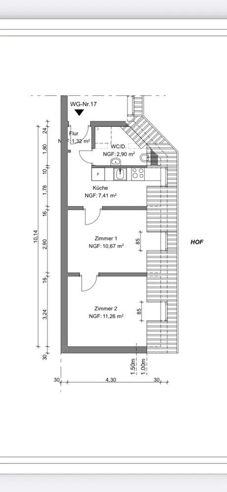2 Zimmer Wohnung mit 34 m² in Mannheim – Bild 3