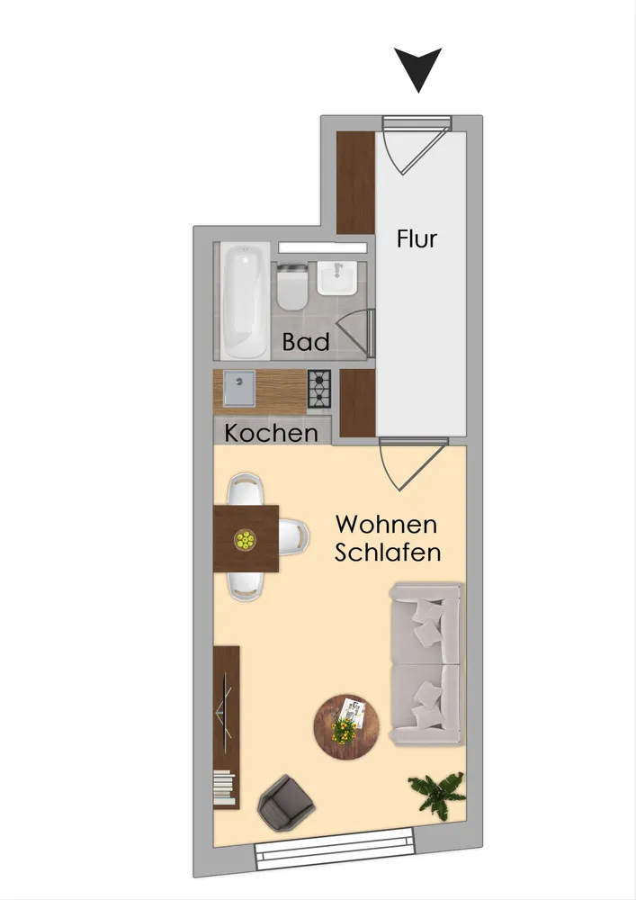 1 Zimmer Wohnung mit 29 m² in München – Bild 1