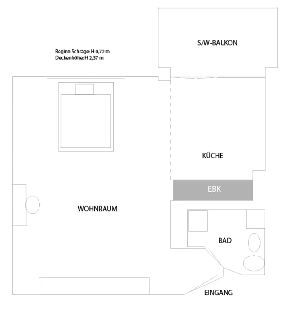 2 Zimmer Wohnung mit 44 m² in Mannheim – Bild 3