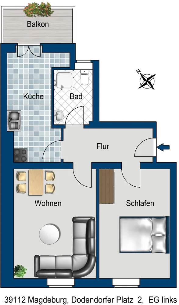 2 Zimmer Wohnung mit 55 m² in Magdeburg – Bild 5
