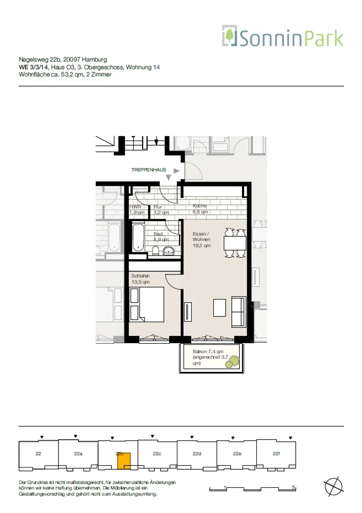 2 Zimmer Wohnung mit 53 m² in Hamburg – Bild 2