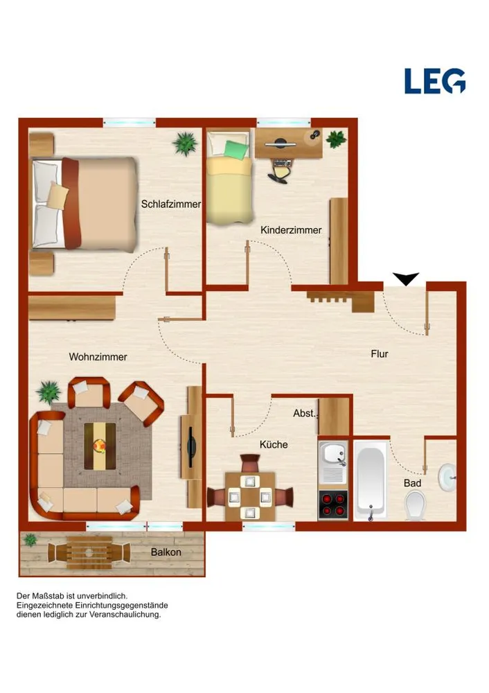 3 Zimmer Wohnung mit 57 m² in Hamm – Bild 2