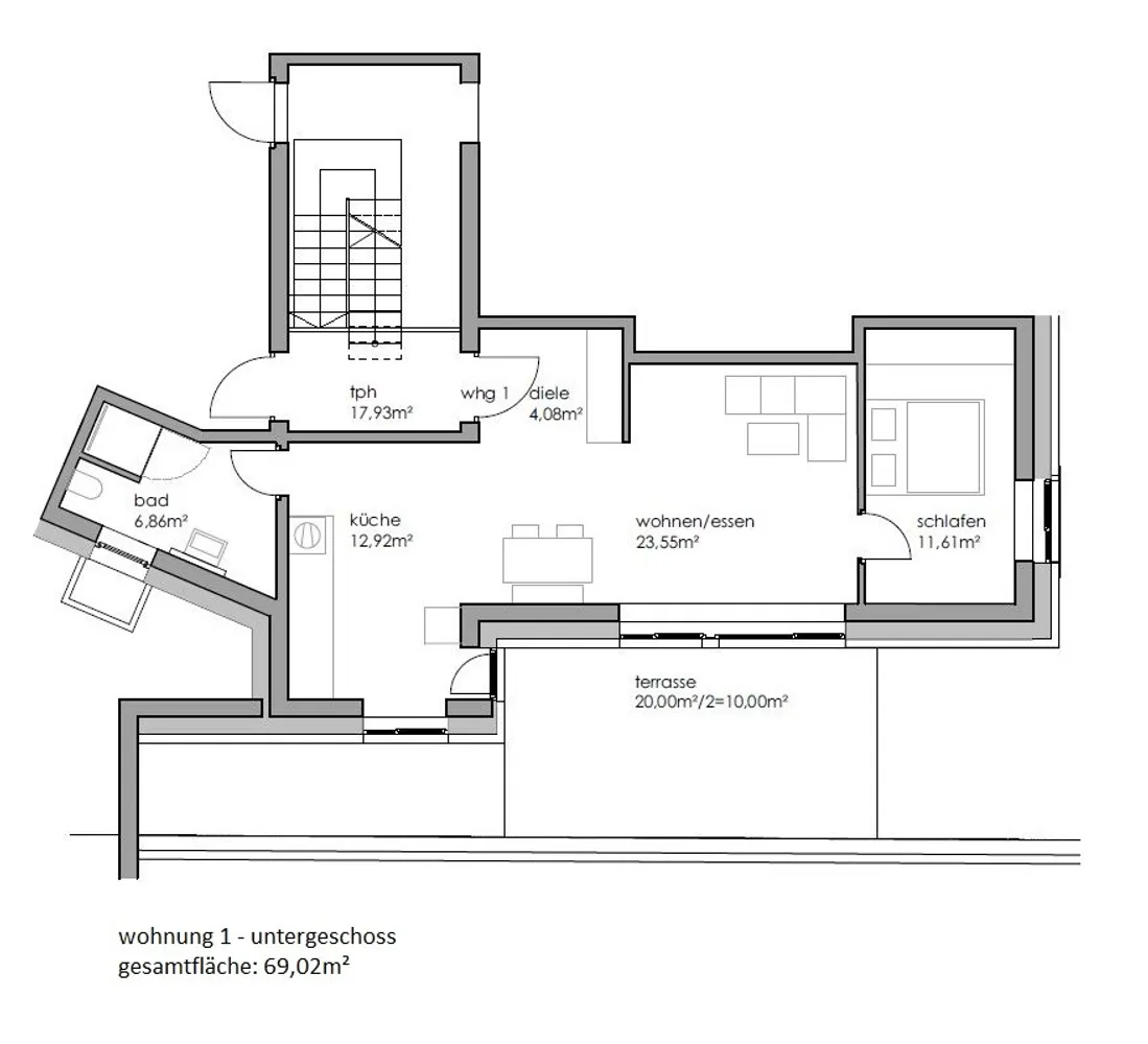 2 Zimmer Wohnung mit 69 m² in Straubing – Bild 2