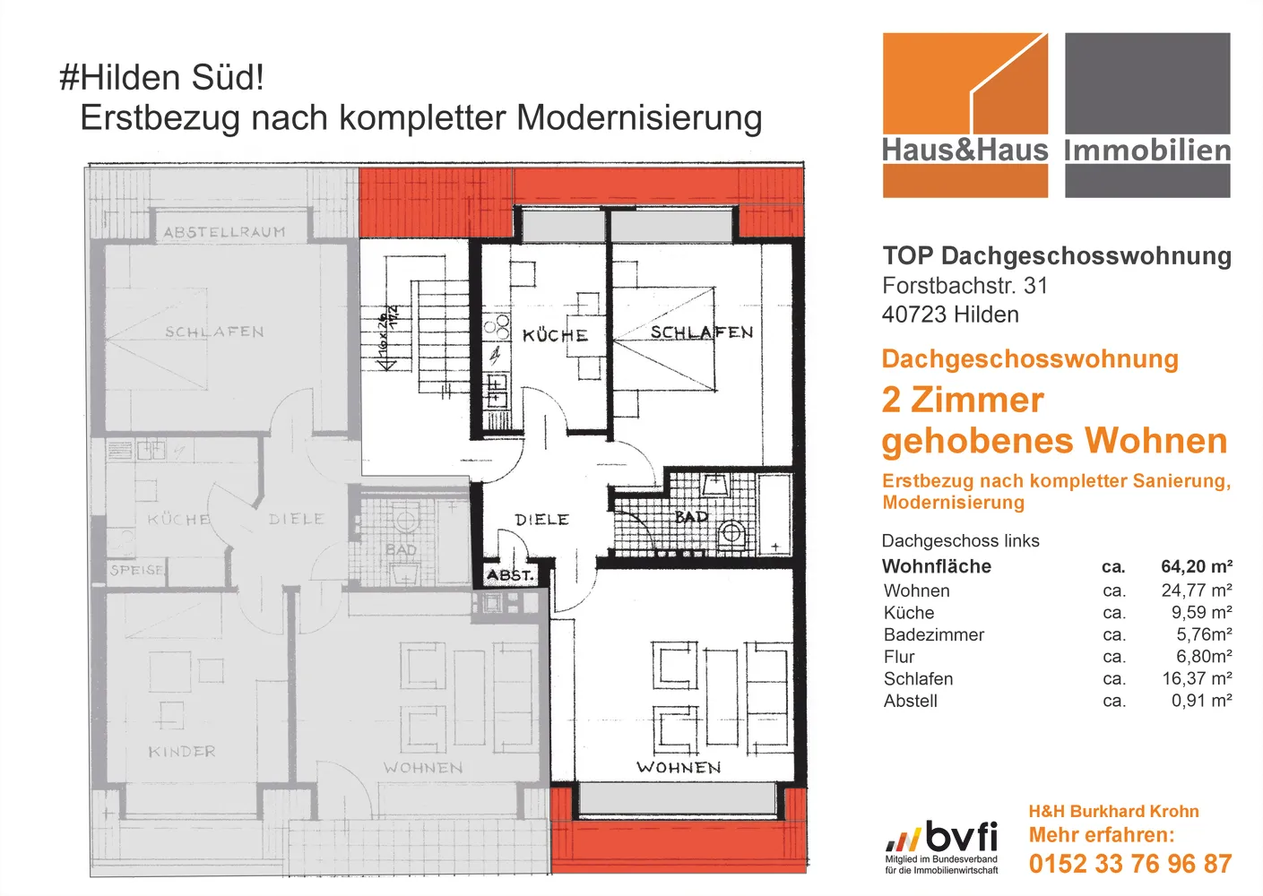 2 Zimmer Wohnung mit 64 m² in Hilden – Bild 3