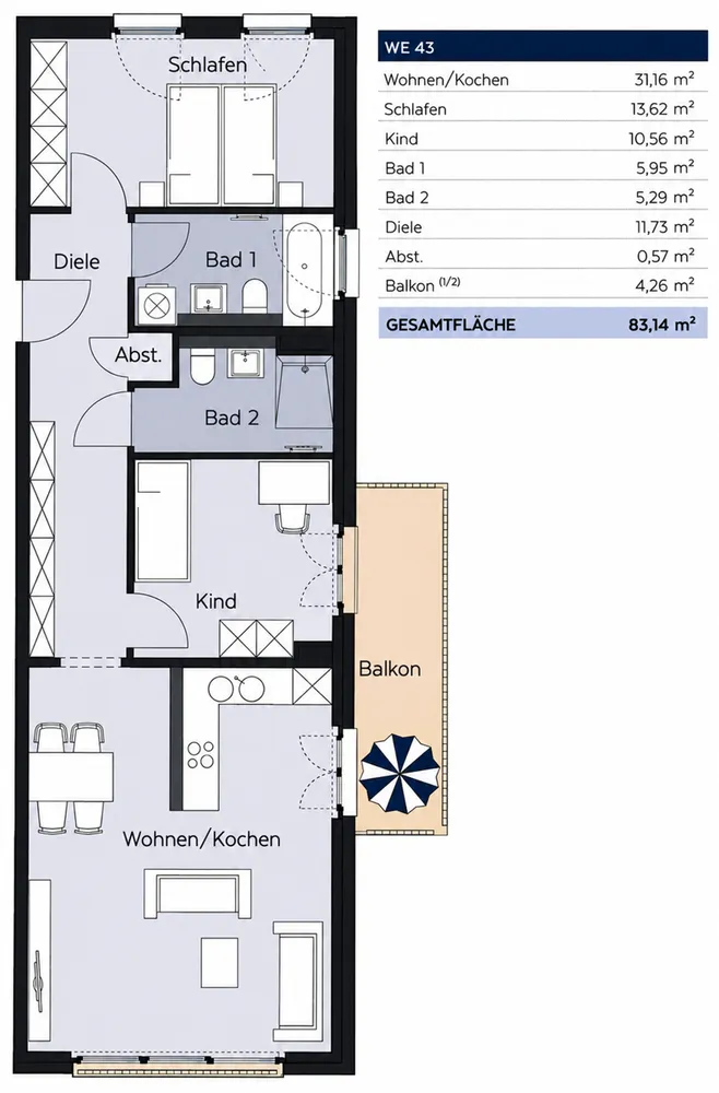 3 room apartment with 82 m² in Leipzig – Photo 2