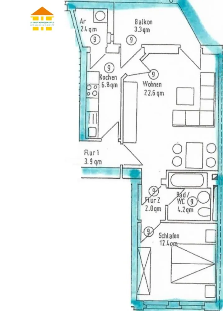 2 Zimmer Wohnung mit 58 m² in Chemnitz – Bild 6