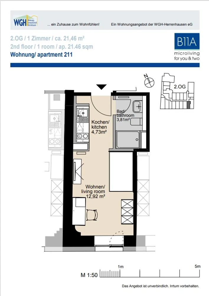1 Zimmer Wohnung mit 21 m² in Hannover – Bild 7