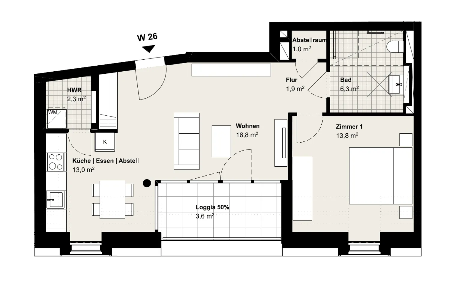 2 room apartment with 59 m² in Hanover – Photo 12