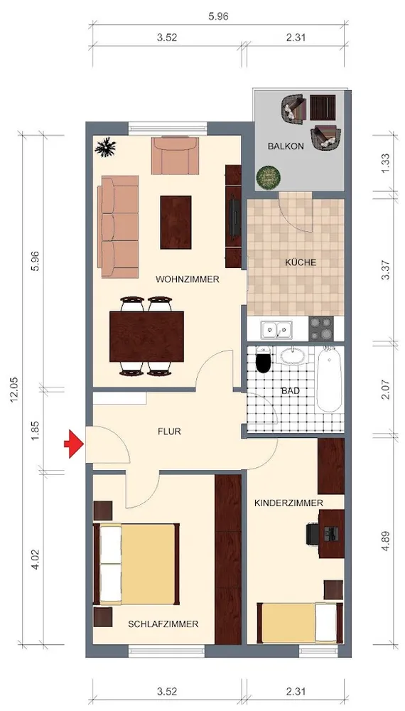 3 Zimmer Wohnung mit 66 m² in Stralsund – Bild 3
