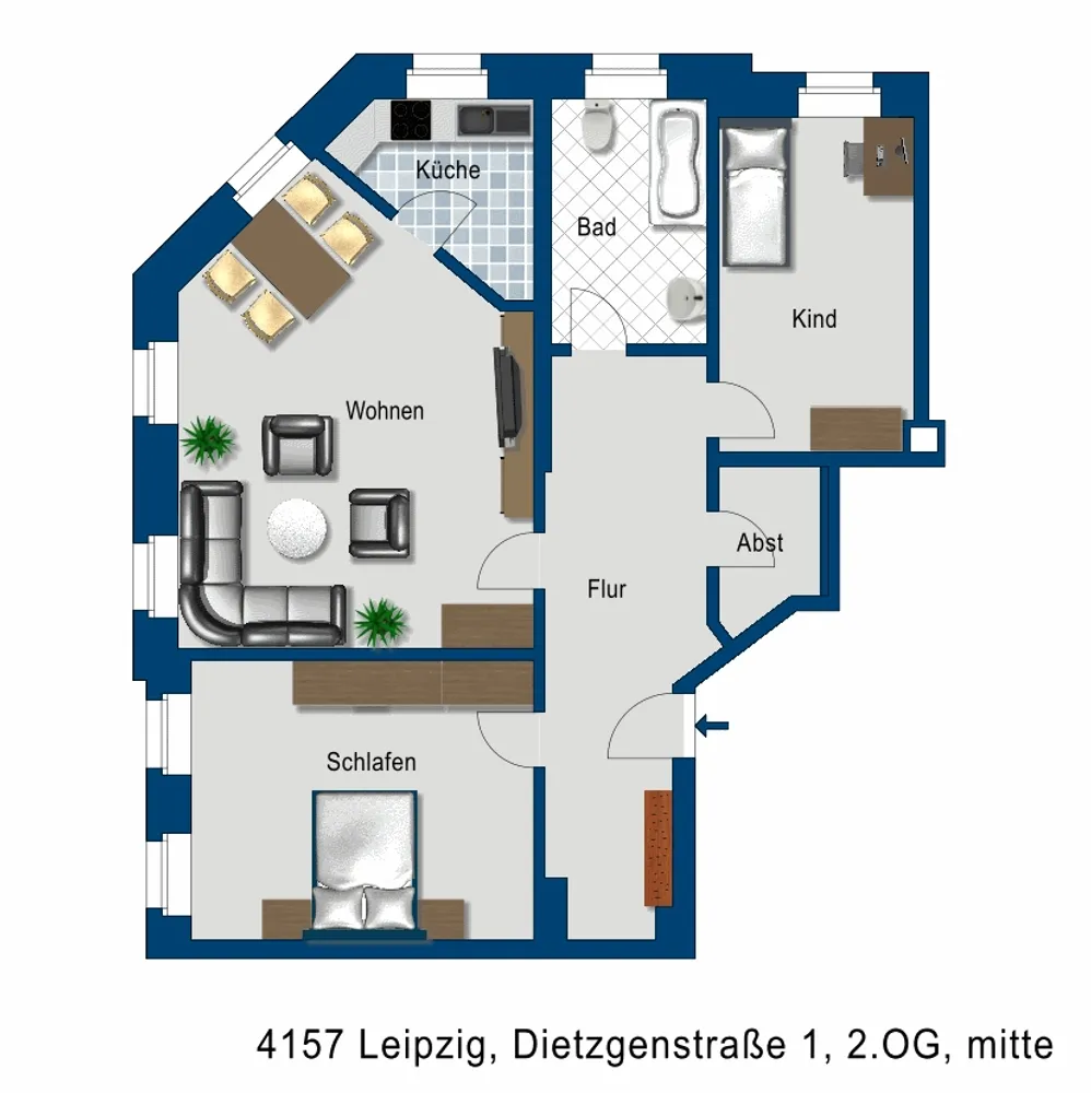 3 Zimmer Wohnung mit 84 m² in Leipzig – Bild 1