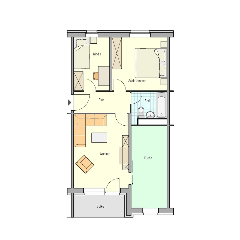 3 Zimmer Wohnung mit 57 m² in Rostock – Bild 2
