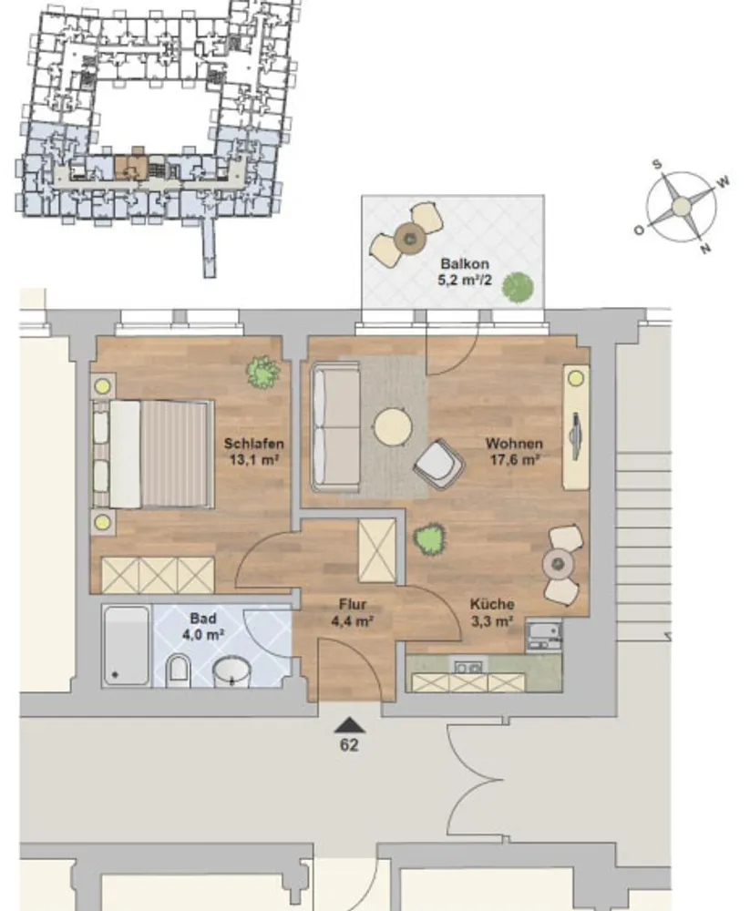 2 Zimmer Wohnung mit 44 m² in Dresden – Bild 3
