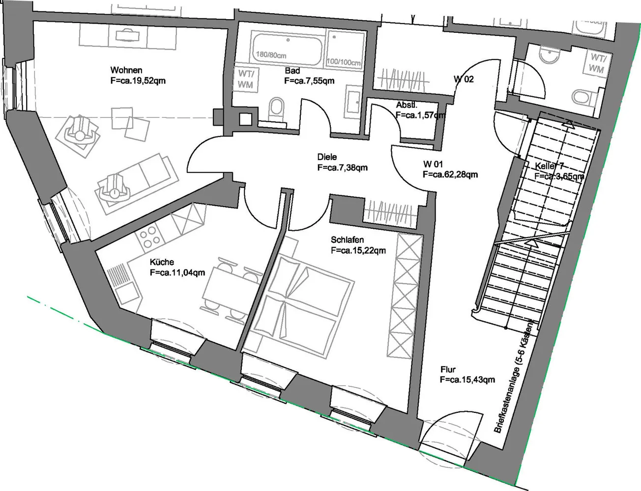 2 room apartment with 62 m² in Regensburg – Photo 2