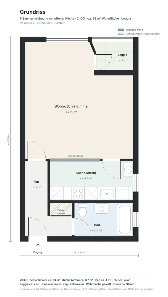 1 Zimmer Wohnung mit 39 m² in Bonn – Bild 9