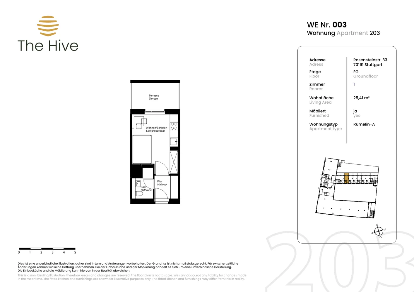 1 Zimmer Wohnung mit 25 m² in Stuttgart – Bild 2